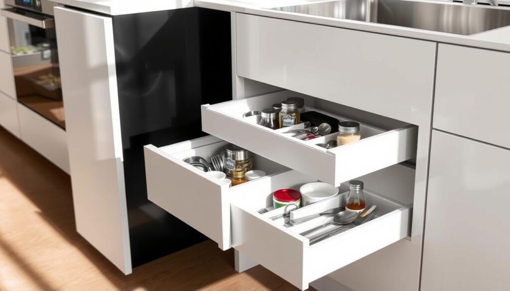 Two-tier drawer system for kitchen organization