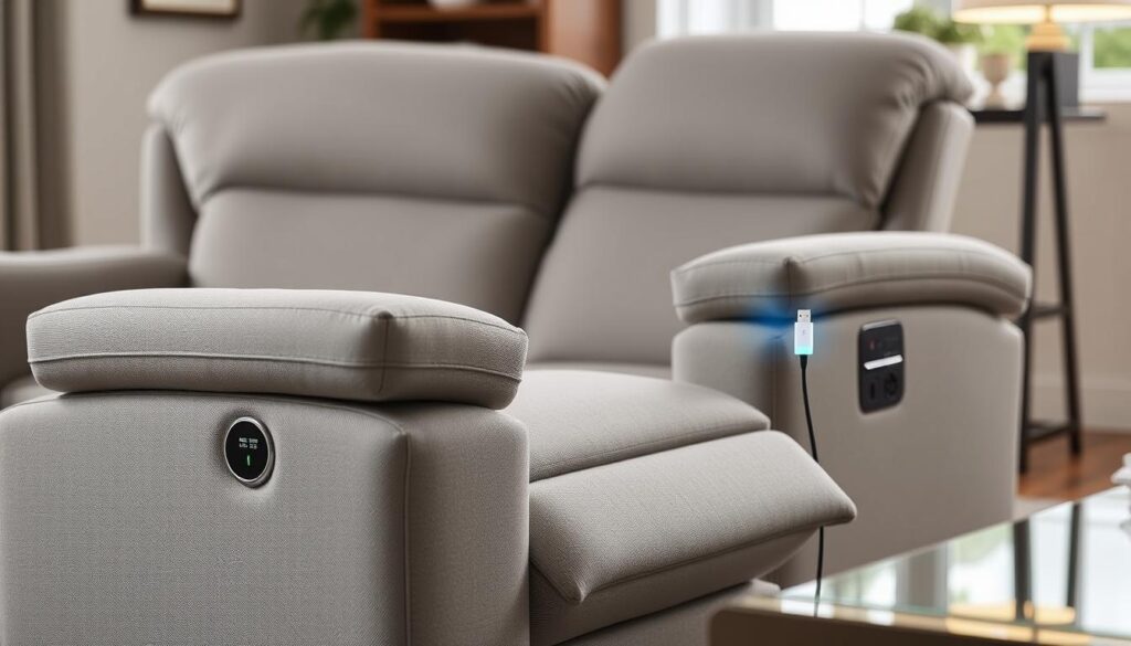 USB ports in reclining loveseat