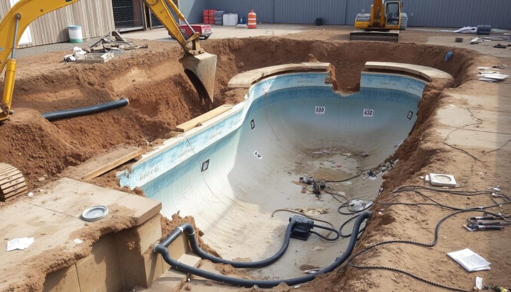 Underground utilities during pool demolition