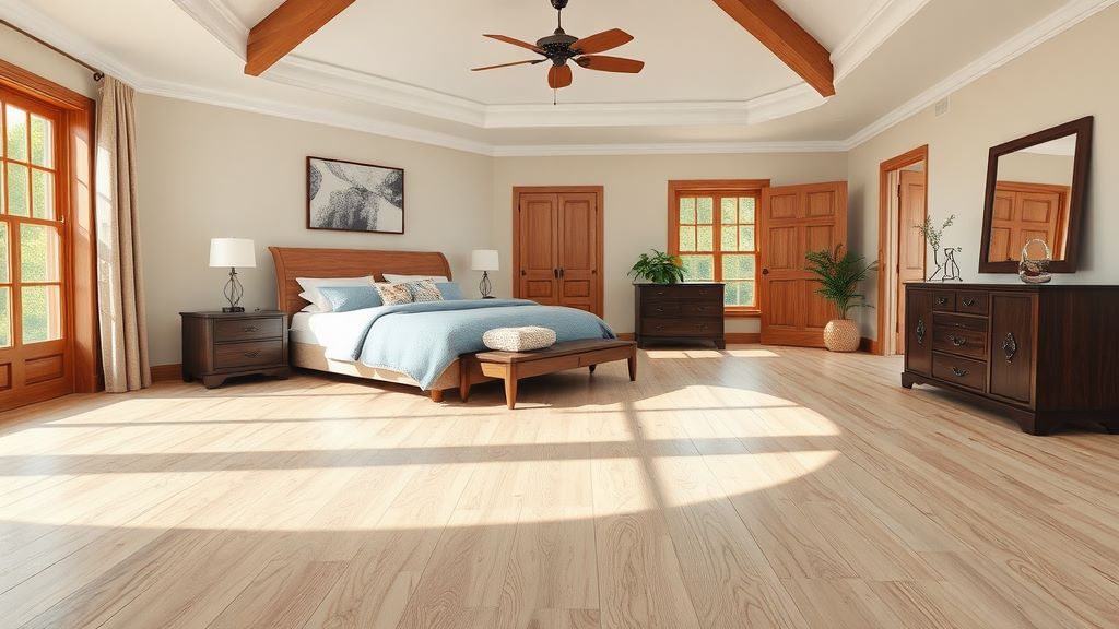 White Oak Hardwood Flooring in master bedroom