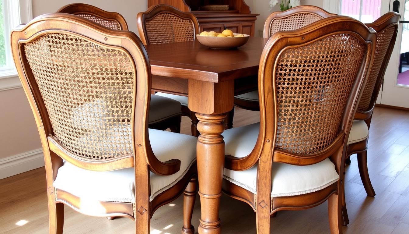 cane back dining chairs