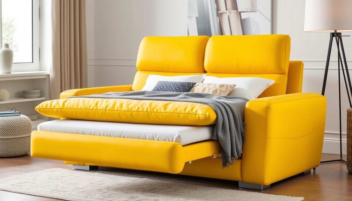 chair that turns into a bed yellow