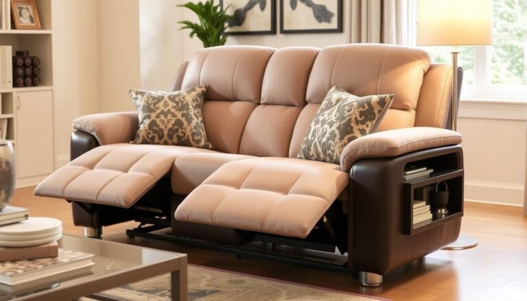 reclining loveseat armrest storage