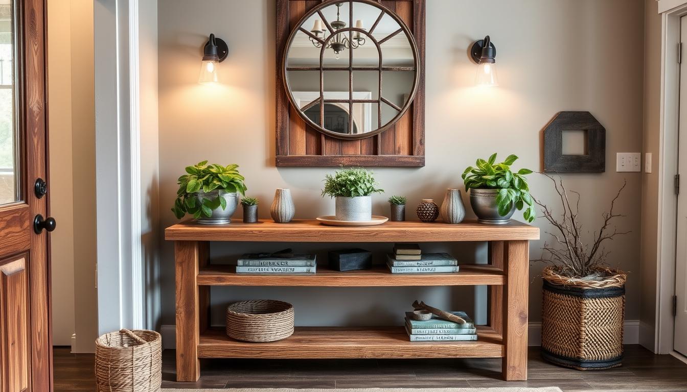 rustic entryway console table