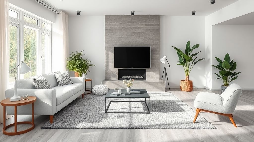 warm gray rug in living room