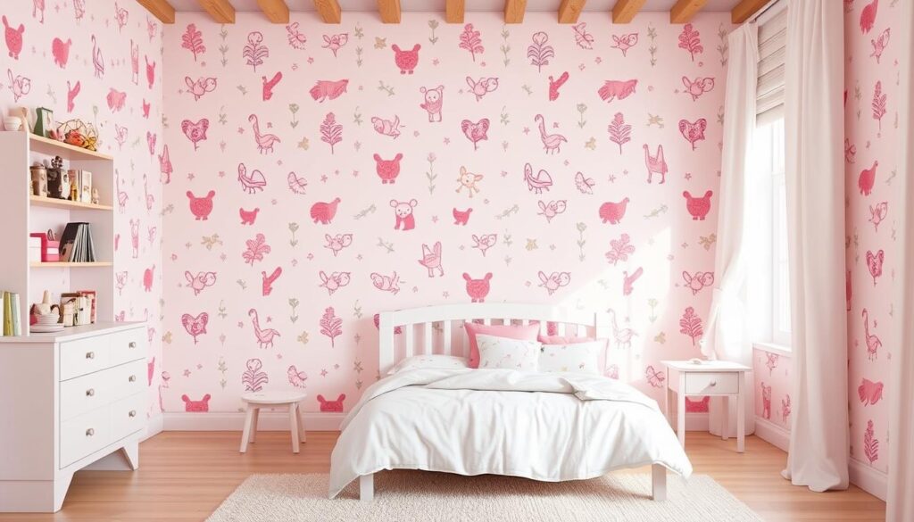 Age-appropriate pink wallpaper designs