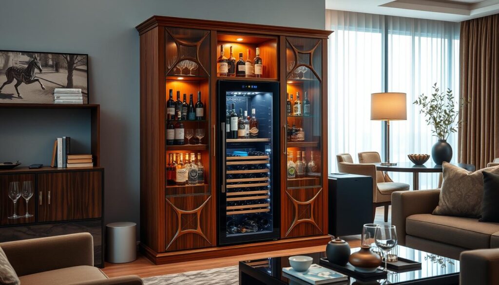 Bar cabinet with wine rack