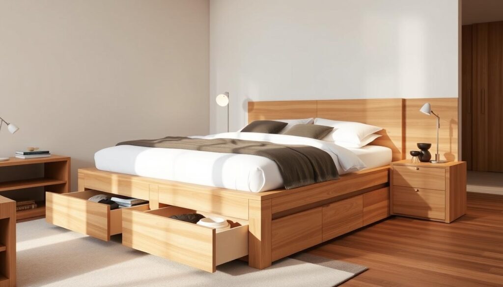 Bed frame with drawers