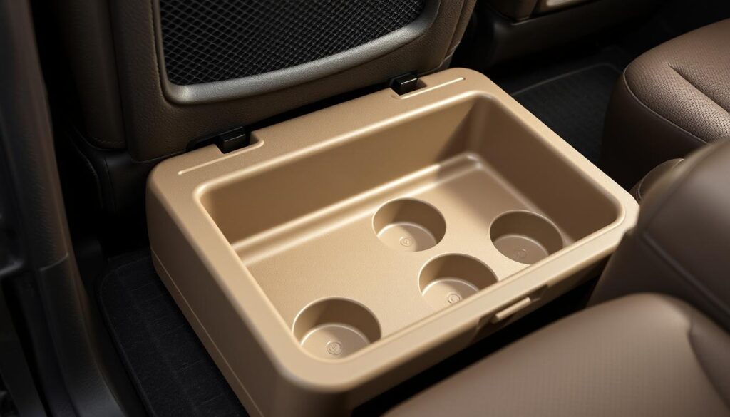 Beige storage box features