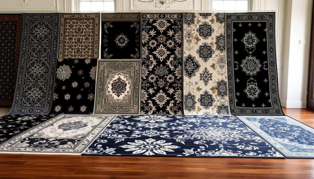 Black and beige rug patterns