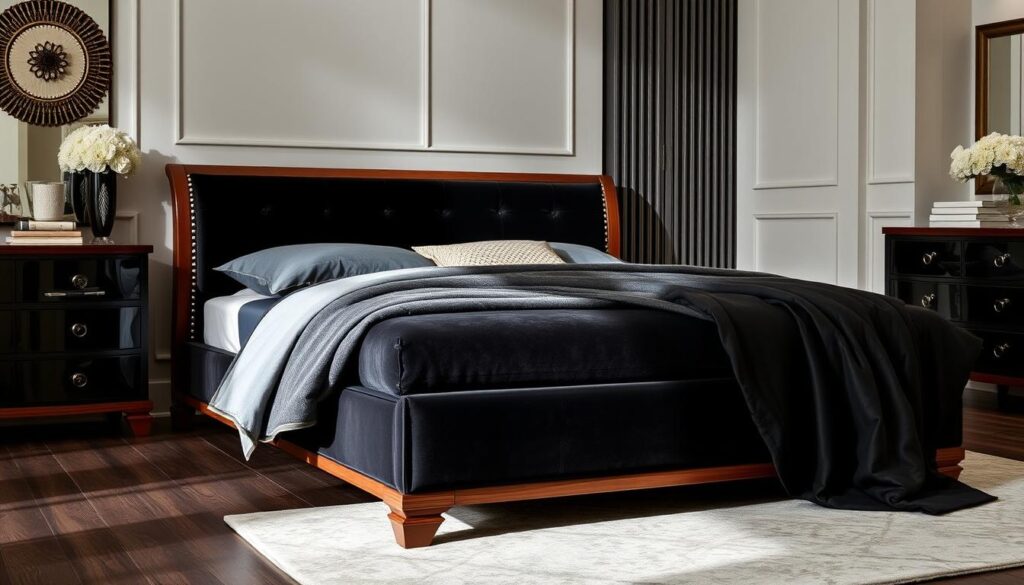 Black king size bed materials