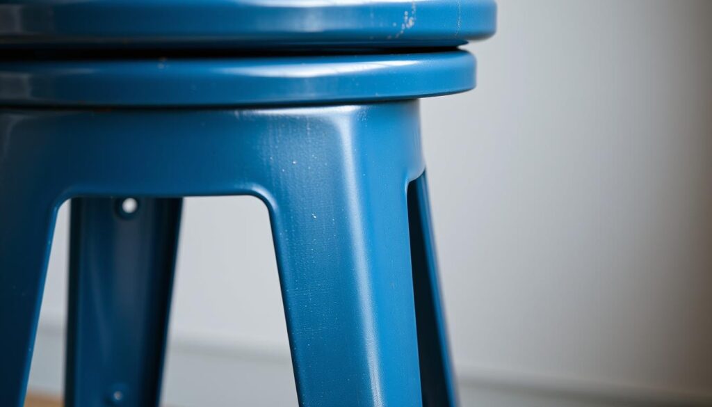 Blue Metal Industrial Counter Stool finish protection