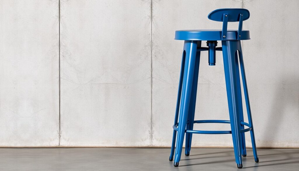 Blue metal industrial counter stool