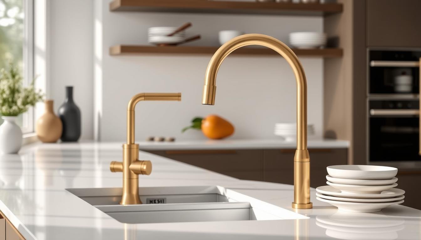 Gold Water Dispenser Sink Faucet Short