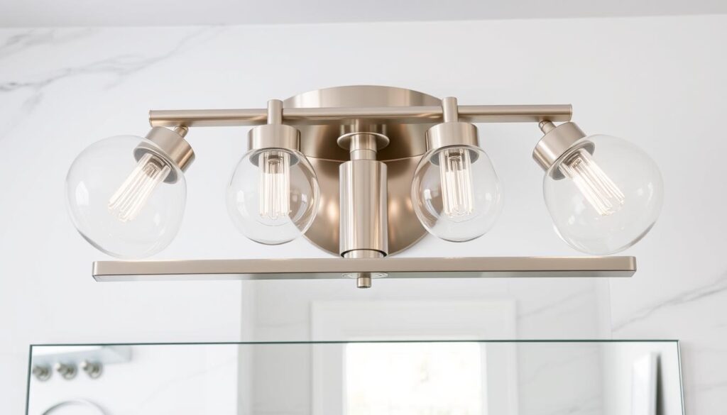 Brushed nickel bathroom light fixture