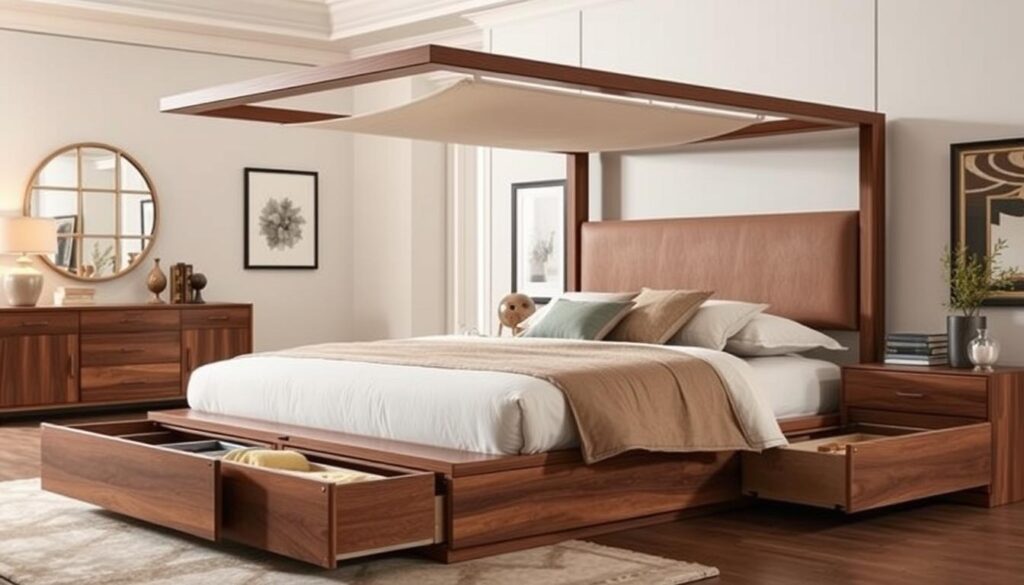 California King bed frame with drawers