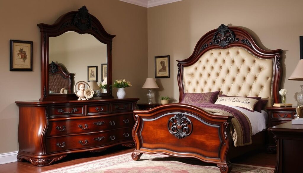 Cherry bedroom set with mirror