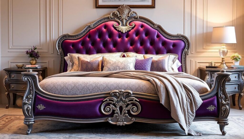 Classic purple and silver bed frame