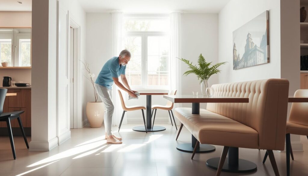 Cleaning dining room bench