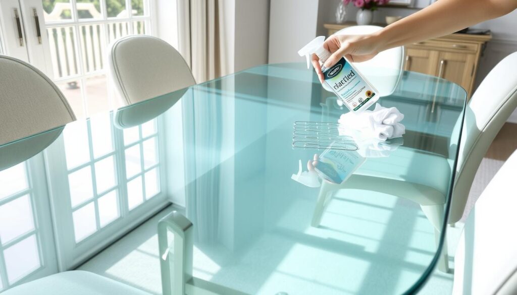 Cleaning glass dining table