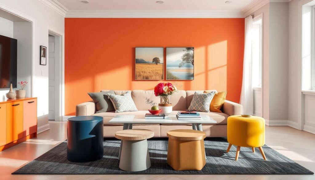 Color coordination strategies for sofa tables and stools