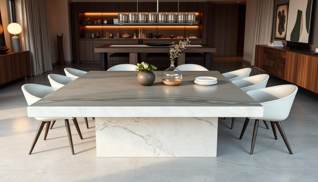 Concrete table design elements