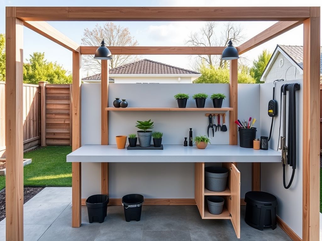 Contemporary Minimalist Garden Potting Bench Design Ideas for Your Outdoor Space