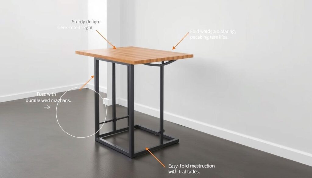 Counter height folding table construction