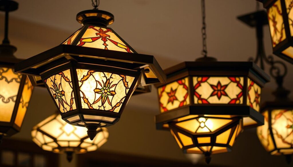 Craftsman lighting geometric patterns