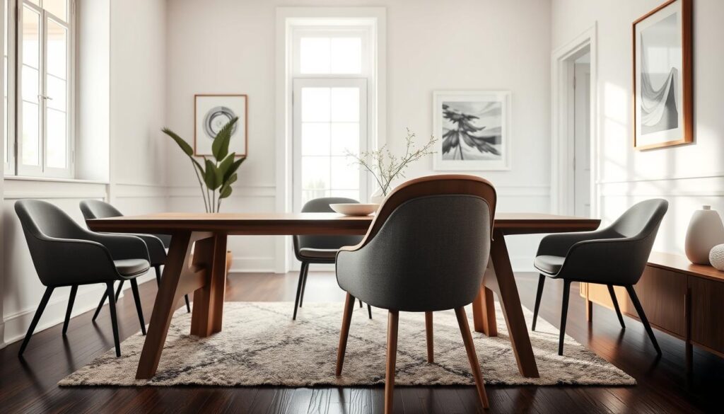 Curved back dining chair in contemporary dining room