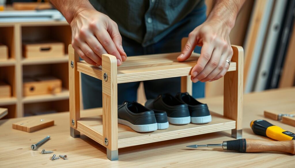 DIY shoe rack assembly