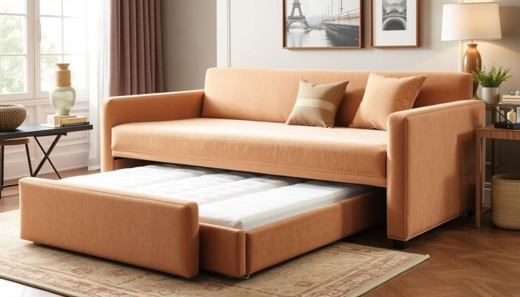 Daybed with trundle mechanism