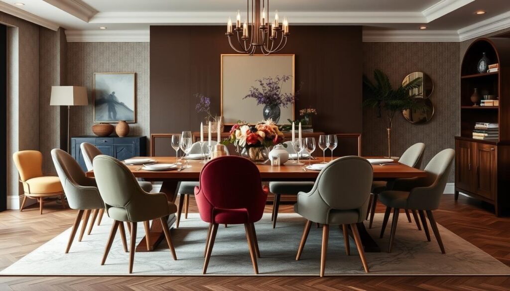 Dining room decor with mixed chair styles