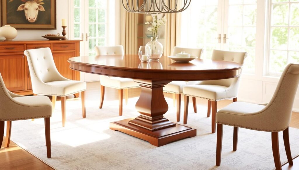 Double pedestal base dining table