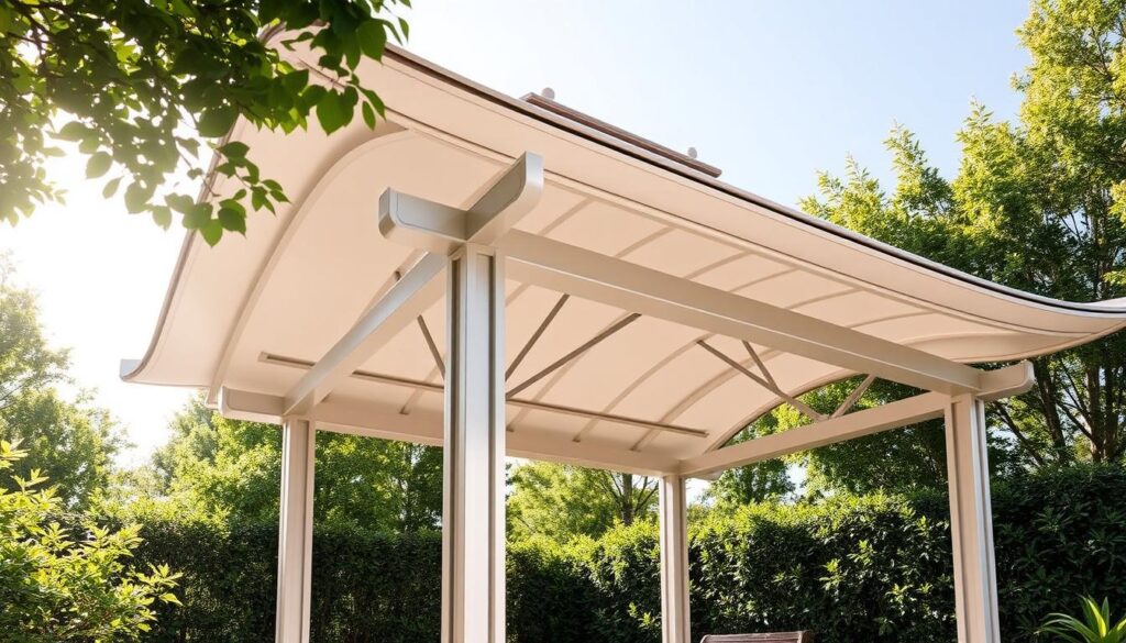 Double top design of Wall-Mount Hardtop Gazebo