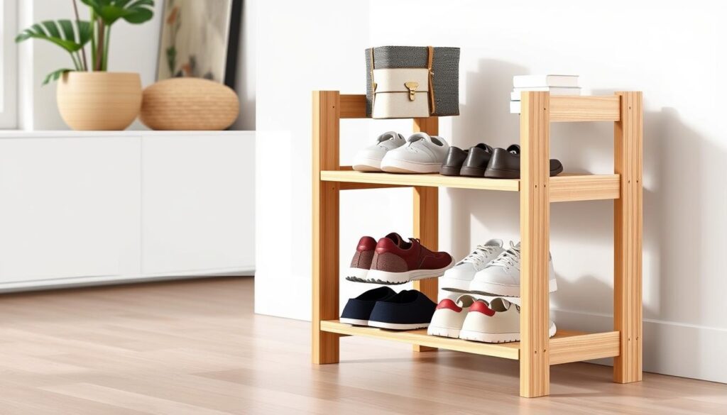 Durable shoe rack made of engineered wood