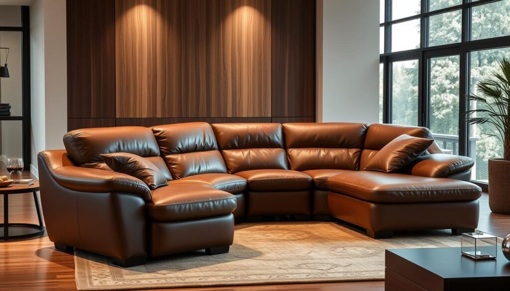 Ergonomic design of leather sectional sofa