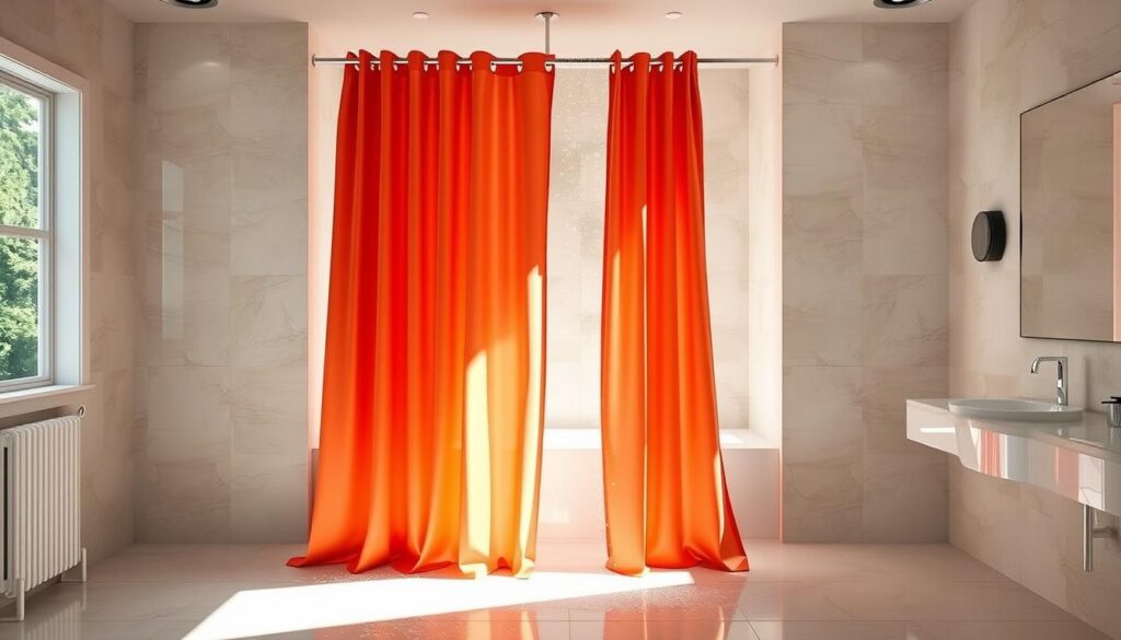 Extra wide shower curtain water protection