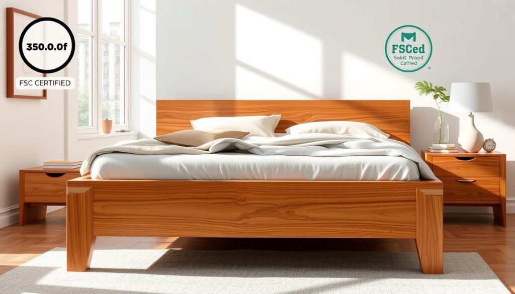 FSC-certified wood bed frame