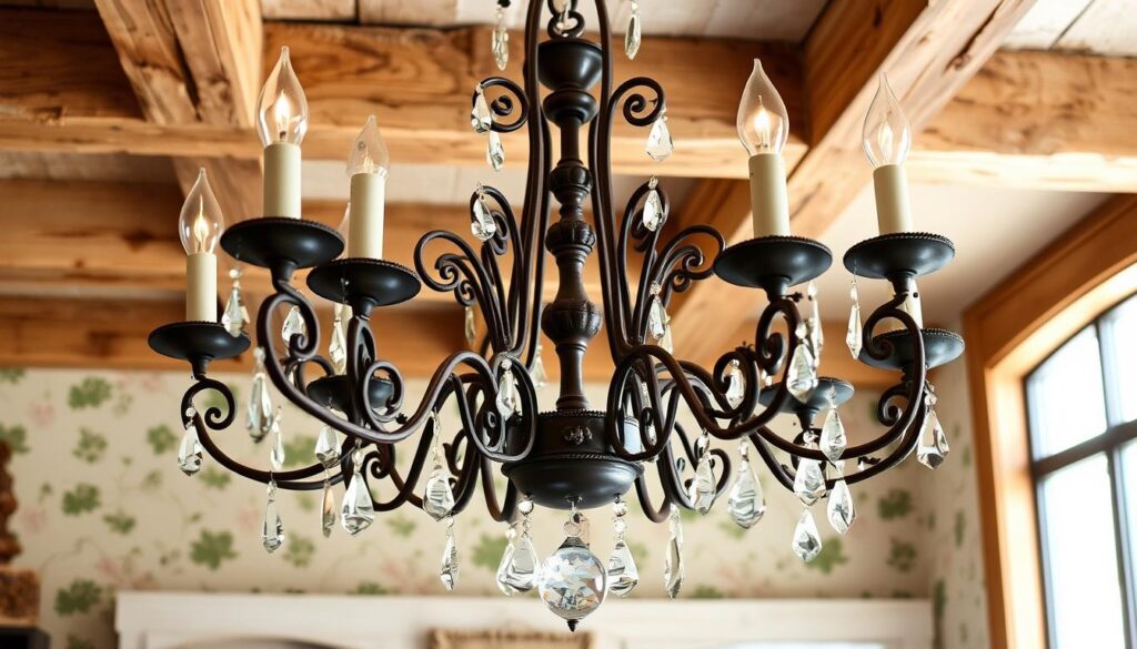 French country chandelier design elements