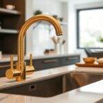 Gold water dispenser sink faucet installation