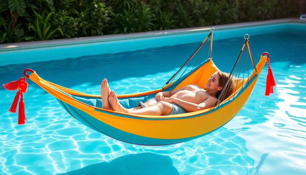 Hammock and sling floats for pool comfort