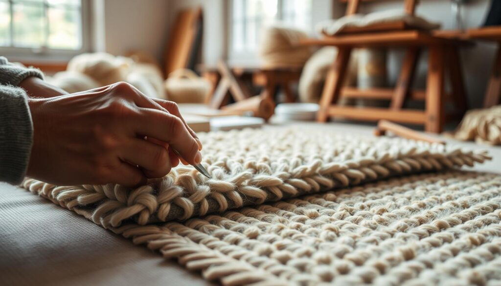 Hand-tufted wool rug construction