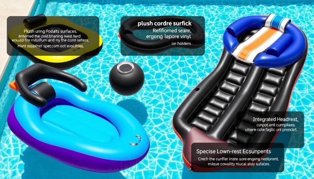 Heavy-duty pool float comfort features