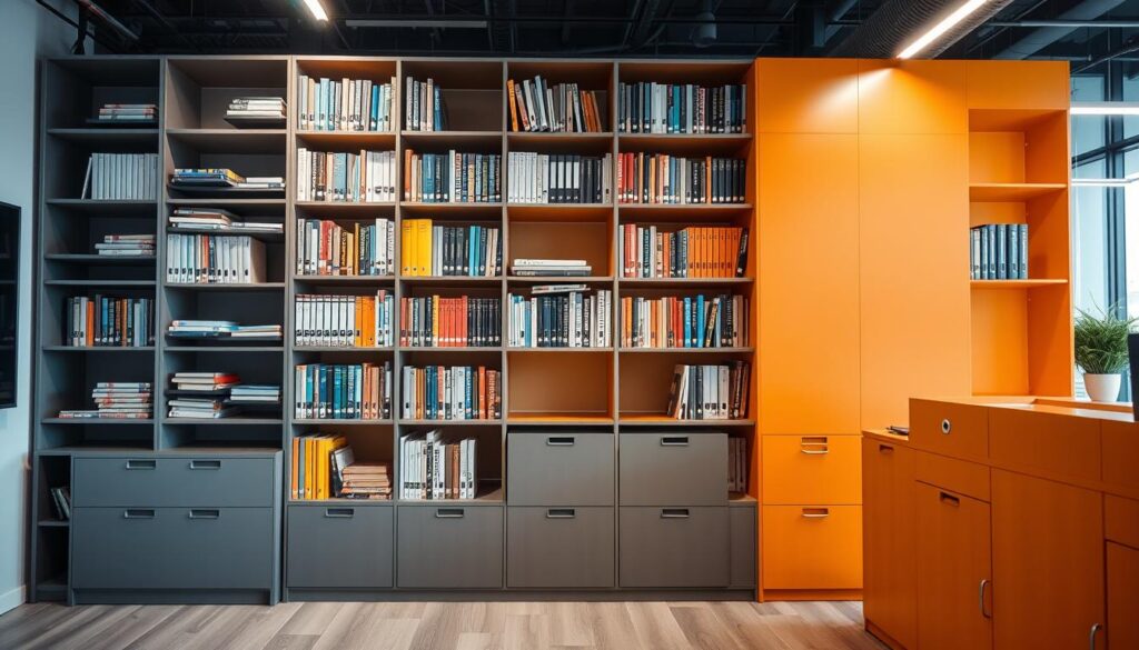 High-density storage solutions - Smart Bookshelf with Filing Cabinet