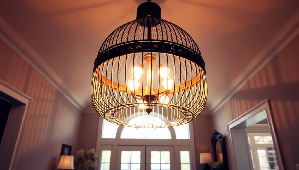 LED lighting in bird cage chandeliers