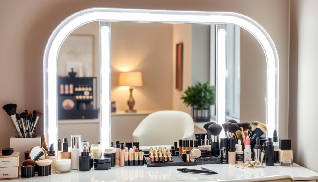 LED makeup mirror for professional beauty applications