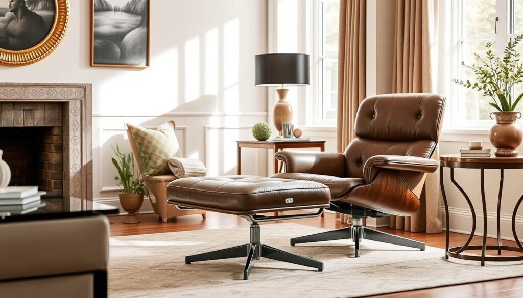 Leather chair with ottoman sizing