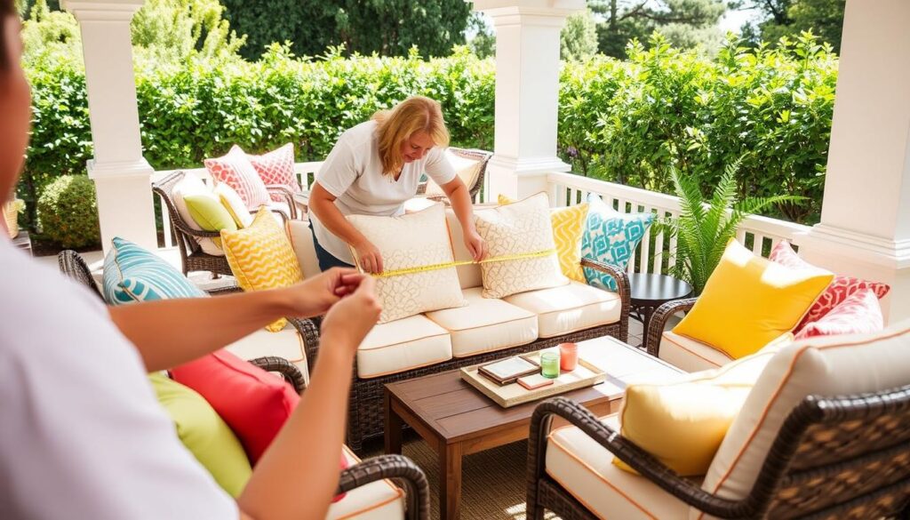 Measuring outdoor furniture for cushions