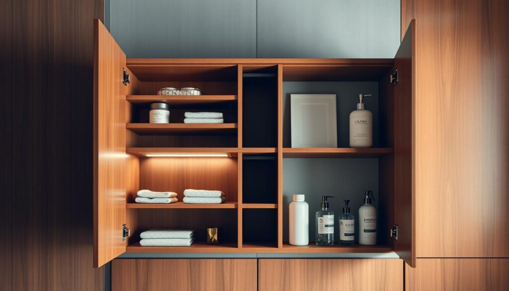 Mid-century bathroom cabinet storage solutions